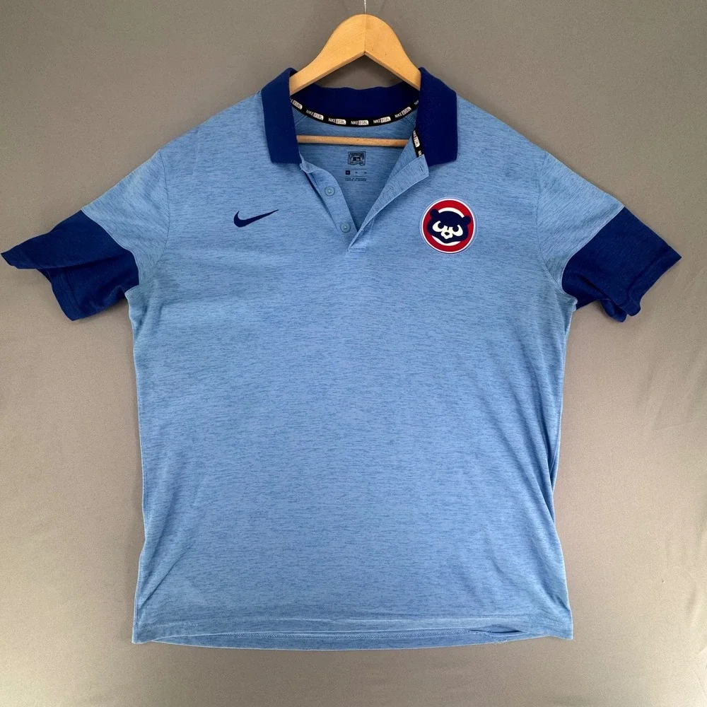 Nike Chicago Cubs Cooperstown Collection Polo Shirt Mens XL Light Blue 34186X